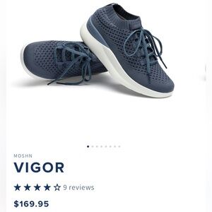 Moshn Vigor Knit Lace-Up Sneakers in blue indigo NIB size 10
